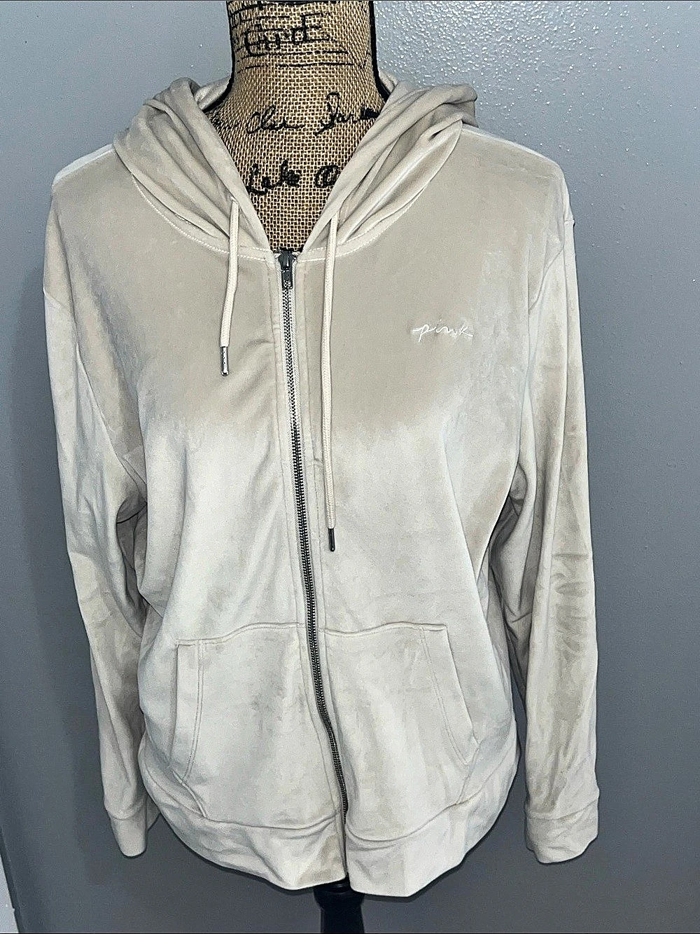 Pink Victorias Secret Tan Zip Up Hoodie